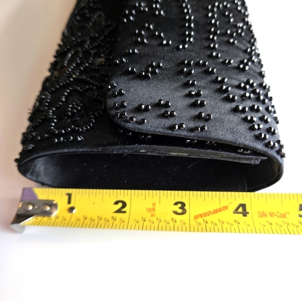LA REGALE Black Beaded Cocktail Evening Shoulder Bag Clutch Purse - Picture 9 of 14